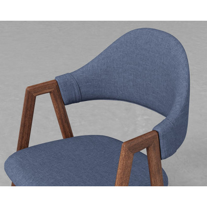 HMR Modern Dining Chairs with Linen Upholstery - Blue, 2-Pieces