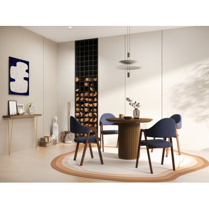 HMR Modern Dining Chairs with Linen Upholstery - Blue, 2-Pieces
