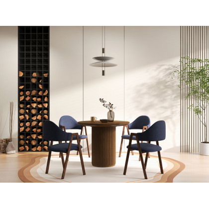 HMR Modern Dining Chairs with Linen Upholstery - Blue, 2-Pieces