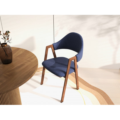 HMR Modern Dining Chairs with Linen Upholstery - Blue, 2-Pieces