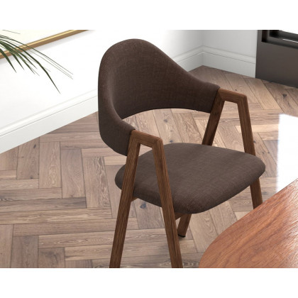 HMR Modern Dining Chairs with Linen Upholstery - Brown, 2-Pieces