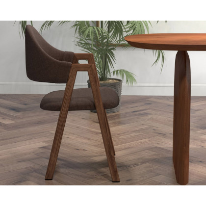 HMR Modern Dining Chairs with Linen Upholstery - Brown, 2-Pieces