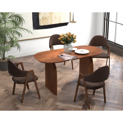 HMR Modern Dining Chairs with Linen Upholstery - Brown, 2-Pieces