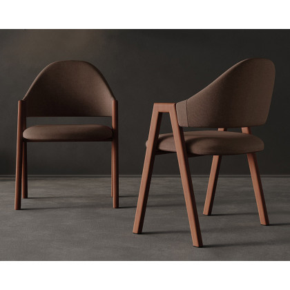HMR Modern Dining Chairs with Linen Upholstery - Brown, 2-Pieces