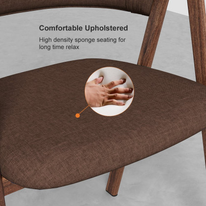 HMR Modern Dining Chairs with Linen Upholstery - Brown, 2-Pieces