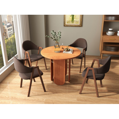 HMR Modern Dining Chairs with Linen Upholstery - Brown, 2-Pieces