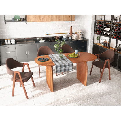 HMR Modern Dining Chairs with Linen Upholstery - Brown, 2-Pieces
