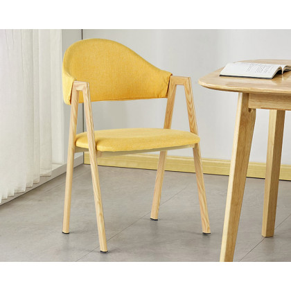 HMR Modern Dining Chairs with Linen Upholstery - Yellow, 2-Pieces
