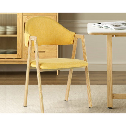 HMR Modern Dining Chairs with Linen Upholstery - Yellow, 2-Pieces