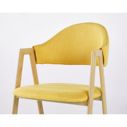 HMR Modern Dining Chairs with Linen Upholstery - Yellow, 2-Pieces