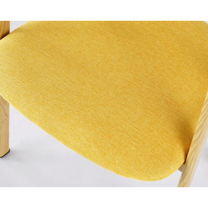 HMR Modern Dining Chairs with Linen Upholstery - Yellow, 2-Pieces