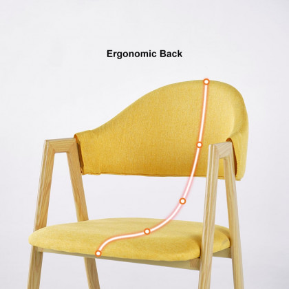 HMR Modern Dining Chairs with Linen Upholstery - Yellow, 2-Pieces
