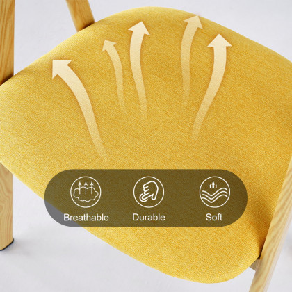 HMR Modern Dining Chairs with Linen Upholstery - Yellow, 2-Pieces