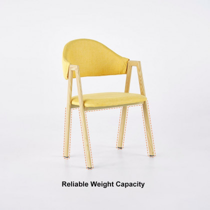 HMR Modern Dining Chairs with Linen Upholstery - Yellow, 2-Pieces