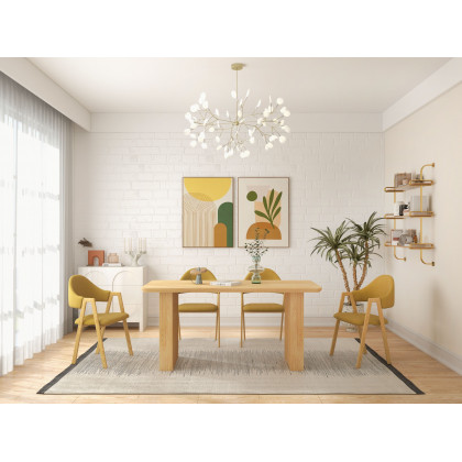 HMR Modern Dining Chairs with Linen Upholstery - Yellow, 2-Pieces