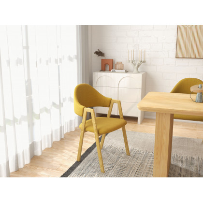 HMR Modern Dining Chairs with Linen Upholstery - Yellow, 2-Pieces