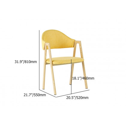 HMR Modern Dining Chairs with Linen Upholstery - Yellow, 2-Pieces