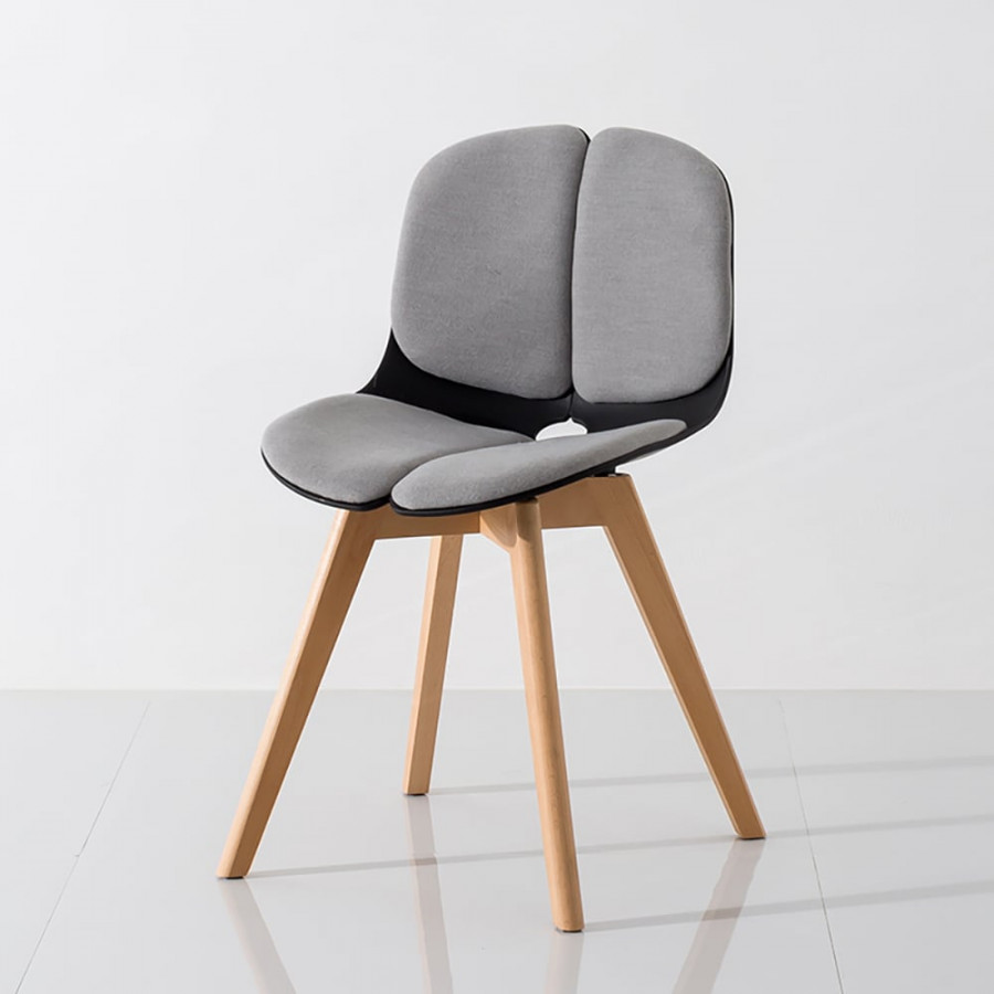 HMR - Modern Dining Chair High Back Cotton & Linen Upholstered Dining Chair Beech Legs