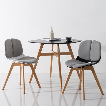HMR - Modern Dining Chair High Back Cotton & Linen Upholstered Dining Chair Beech Legs