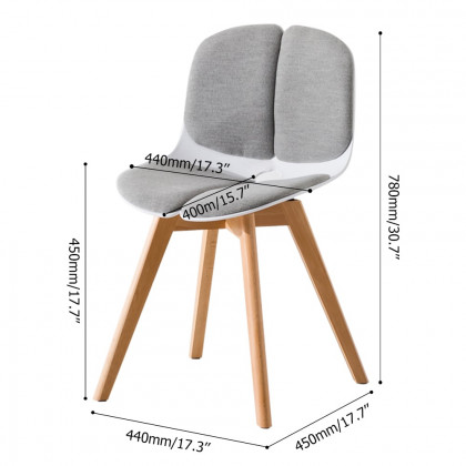 HMR - Modern Dining Chair High Back Cotton & Linen Upholstered Dining Chair Beech Legs
