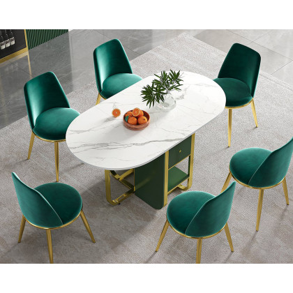 HMR - 59.1" Modern Rectangle Leaf Folding Wood Dining Table with Storage Seats 4-6 People