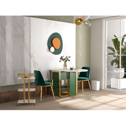 HMR - 59.1" Modern Rectangle Leaf Folding Wood Dining Table with Storage Seats 4-6 People