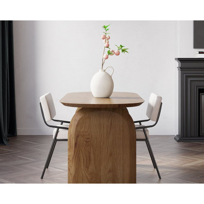 HMR Tintica Series Japandi Style Oval Wood Dining Table - Walnut, 59" (Seats 4 People)