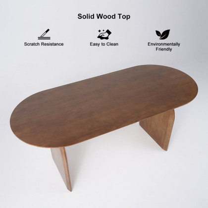 HMR Tintica Series Japandi Style Oval Wood Dining Table - Walnut, 59" (Seats 4 People)