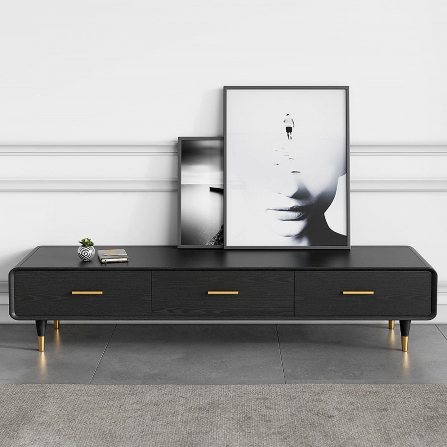 HMR - TV Stand Rectangle Media Console in 63"W, Black