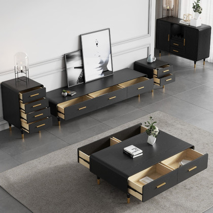 HMR - TV Stand Rectangle Media Console in 63"W, Black