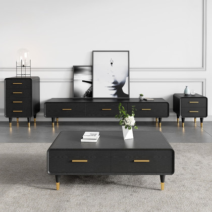 HMR - TV Stand Rectangle Media Console in 63"W, Black