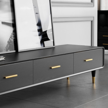 HMR - TV Stand Rectangle Media Console in 63"W, Black