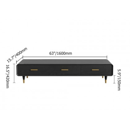 HMR - TV Stand Rectangle Media Console in 63"W, Black