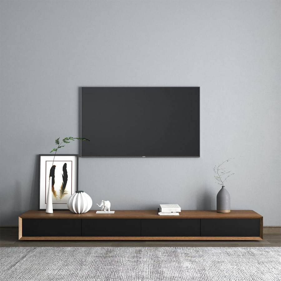 HMR - Modern TV Stand Rectangle Media TV Console with Drawers