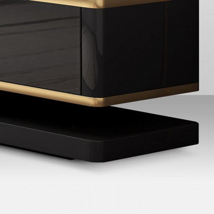 HMR Gapn Series TV Media Console with 3 Drawers - Black, Tempered Glass