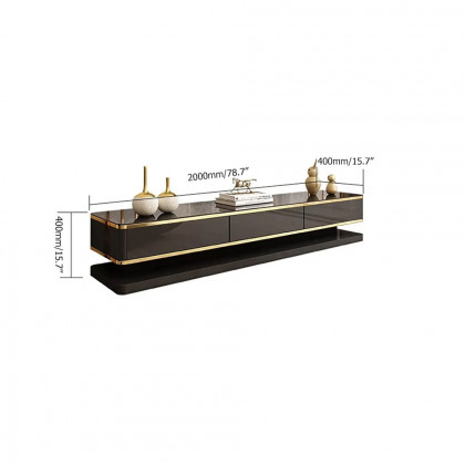 HMR Gapn Series TV Media Console with 3 Drawers - Black, Tempered Glass