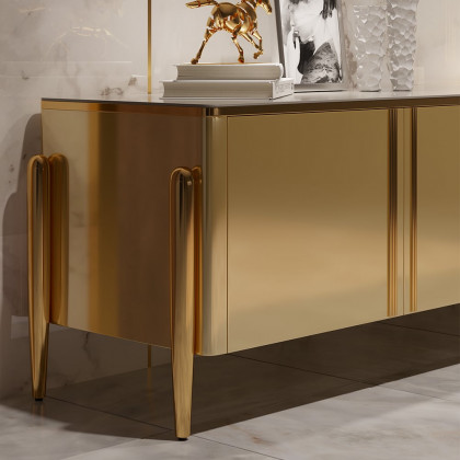 HMR - Salley TV Stand Console with 4 Doors in Champagne