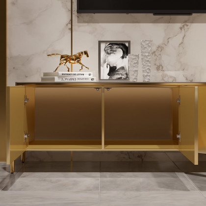 HMR - Salley TV Stand Console with 4 Doors in Champagne