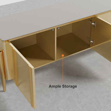 HMR - Salley TV Stand Console with 4 Doors in Champagne