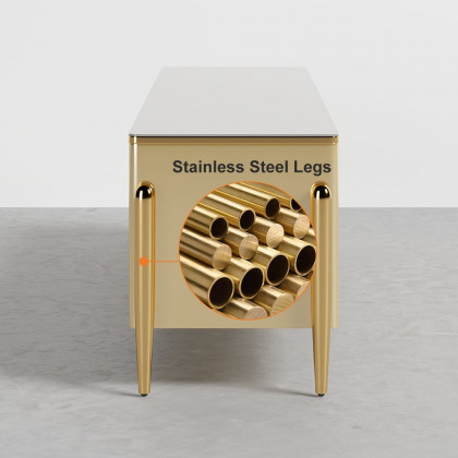 HMR - Salley TV Stand Console with 4 Doors in Champagne