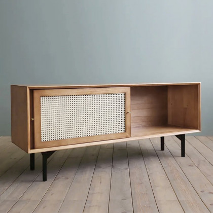 HMR - Cottage TV Stand with Rattan Doors in Natural