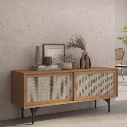 HMR - Cottage TV Stand with Rattan Doors in Natural