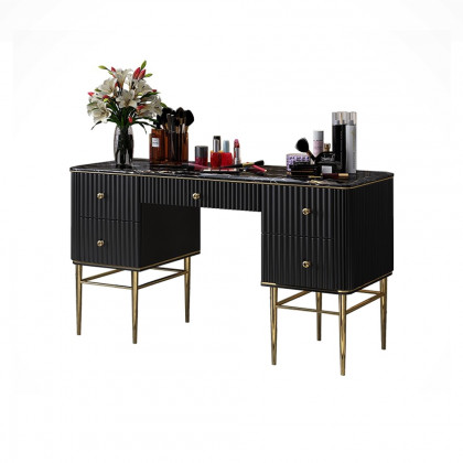HMR Bline Series Makeup Vanity Table with Drawers - Black, Stainless Steel