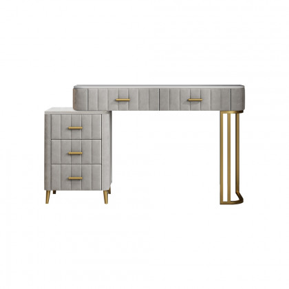 HMR Modern Expandable Makeup Vanity Dressing Table - Gray, Velvet