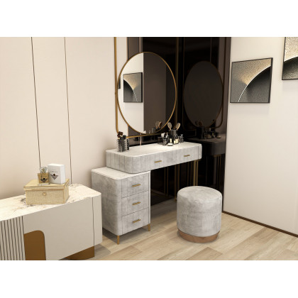 HMR Modern Expandable Makeup Vanity Dressing Table - Gray, Velvet