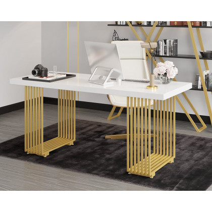 HMR - Modern 47" Rectangular Office Desk with Solid Wood Table Top