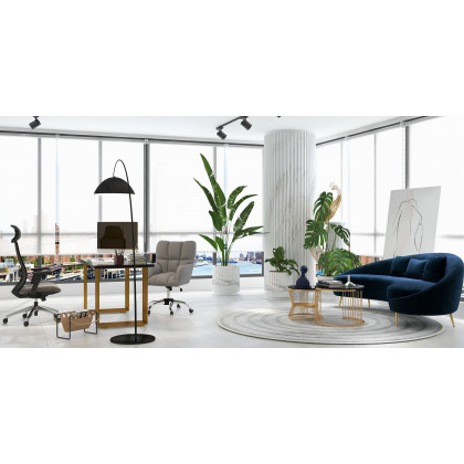 HMR Modern 63" Rectangular Office Desk with Solid Wood Table Top - Black/Walnut