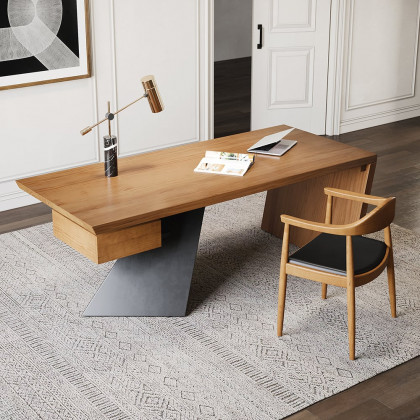 HMR Cabstract Series Modern 71" Office Desk with Drawer - Distressed
