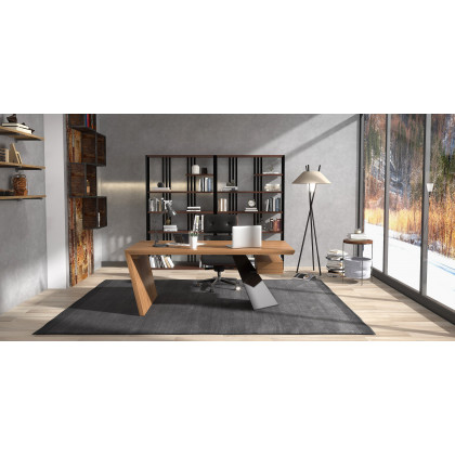 HMR Cabstract Series Modern 71" Office Desk with Drawer - Distressed