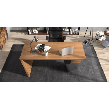 HMR Cabstract Series Modern 71" Office Desk with Drawer - Distressed